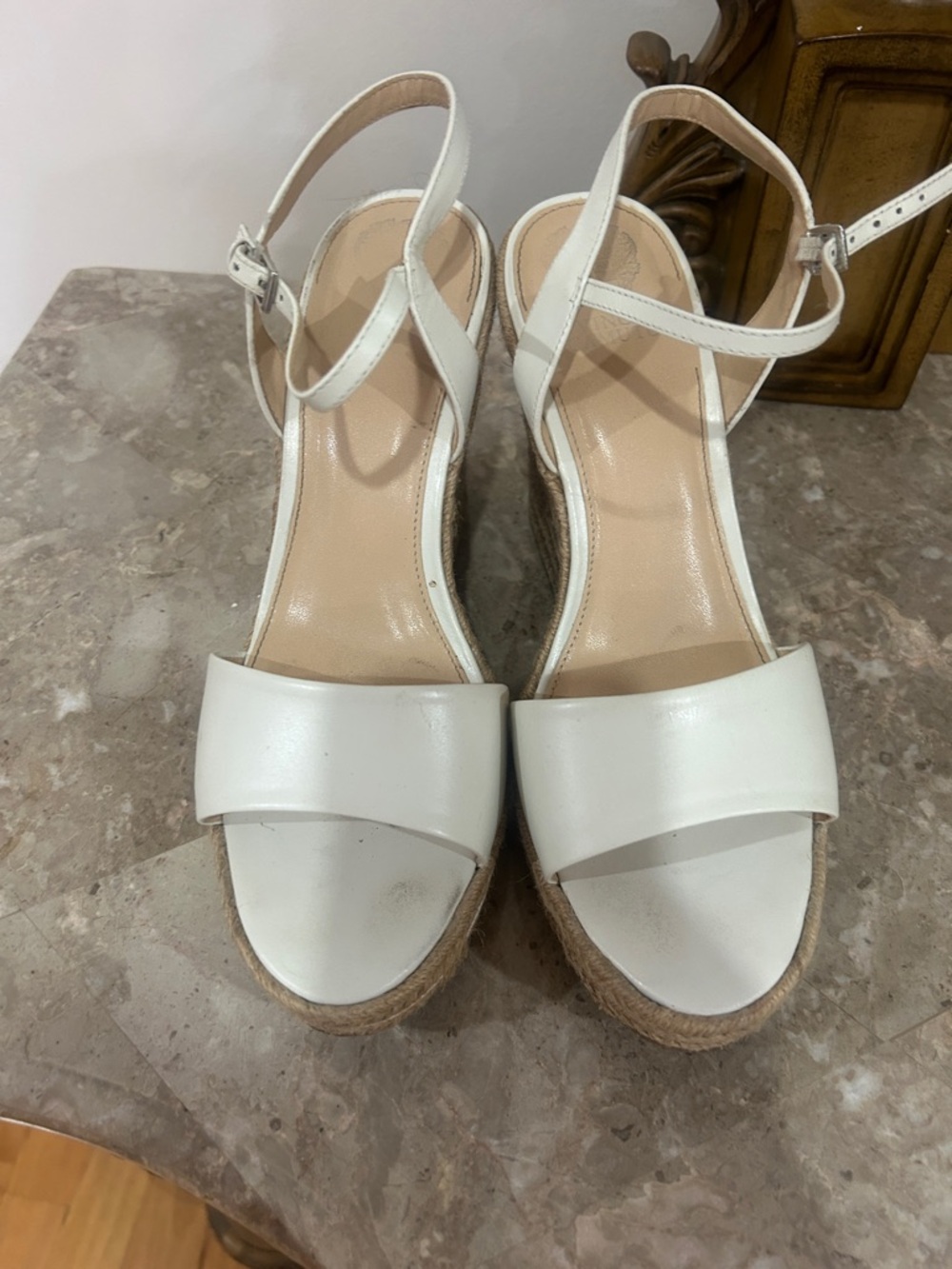Vince Camuto White Espadrille Wedge Sandals